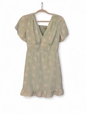 Abercrombie & Fitch Mint Green Floral Flutter Sleeve Mini Dress – XS